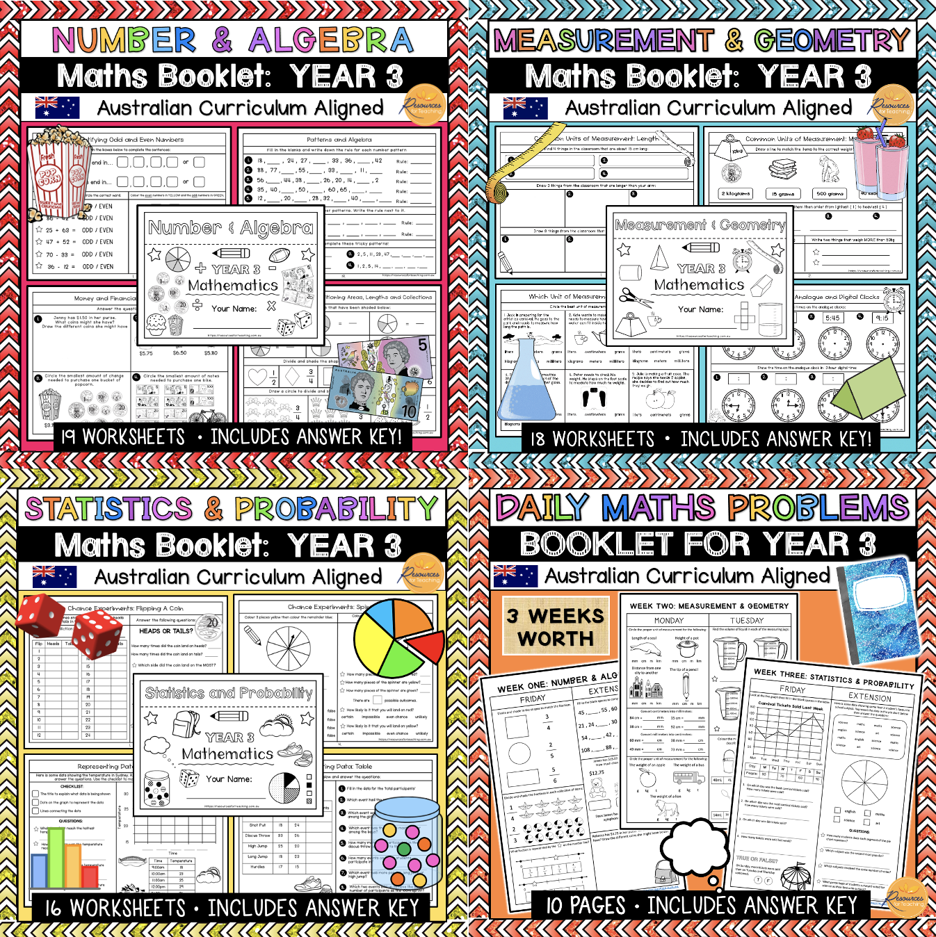 Math Booklets Year 3 BUNDLE | Resources for Teaching Australia