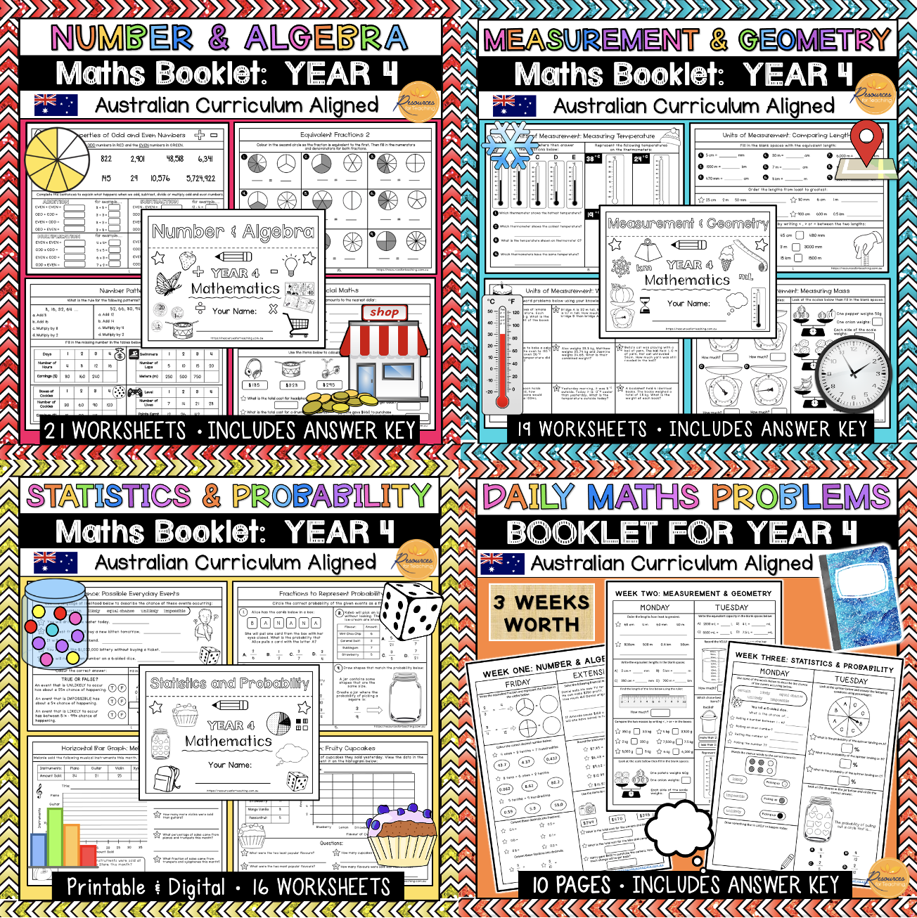 Math Booklets Year 4 BUNDLE | Resources for Teaching Australia